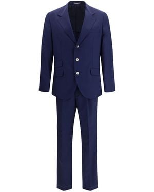 Brunello Cucinelli Single-Breasted Suit With Peak Lapels - Blue