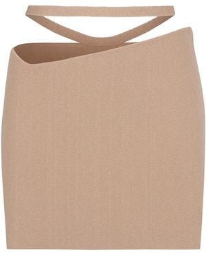 ANDREADAMO Knitted Cut-Out Mini Skirt Viscose - Natural