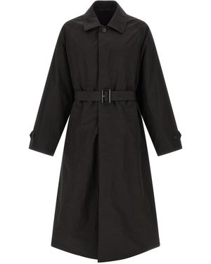 Ssstein Technical Fabric Trench Coat Polyester Nylon Cotton Coats - Black