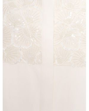 P.A.R.O.S.H. Shirt With Embroidered Detail Viscose Linen - Natural