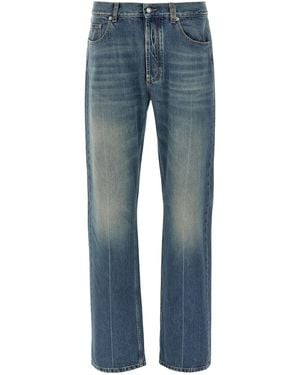 McQueen Washed Straight Leg Jeans - Blue