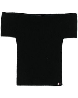 Extreme Cashmere Maglia Scollata A Costine - Black