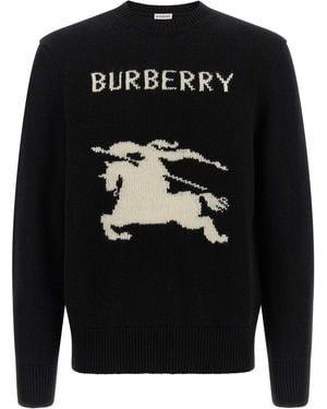 Burberry Burberry Logo-Embroidered Wool-Cashmere Sweater - Black