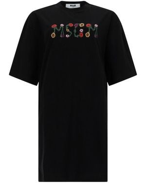 MSGM T-Shirt Dress Cotton - Black