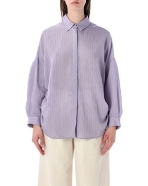 Sessun Danie Loose Lyocell Stripe Shirt - Purple