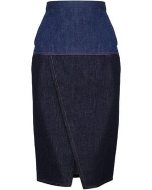 Fendi High-Rise Denim Midi Skirt - Blue