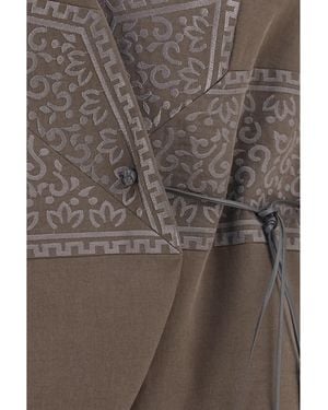 Giorgio Armani Vest Washed Silk And Virgin Wool Coat - Gray