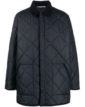 Valentino Rockstud Diamond-Quilted Short Coat - Black