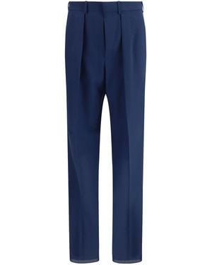 Tom Ford Pleated Trousers Wool Ovis Aries - Blue