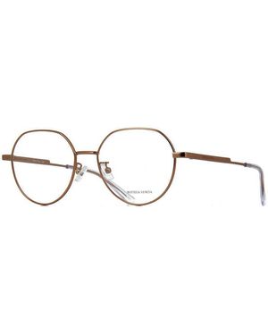 Bottega Veneta Eyeglasses Round Full Rim, Frame And Clear Demo Lenses Lens Bv1076Oa001 - Metallic