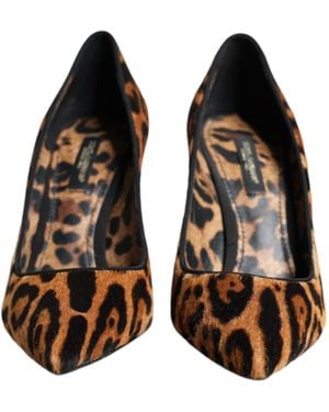 Dolce & Gabbana Leopard Calf Hair Heels Pumps Shoes - Brown