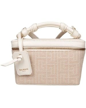 Balmain B-Army Jacquard Canvas Pouch, Natural Color