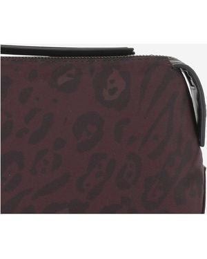Pinko Toiletry Bag With Animal Print Nylon Accessory - Brown