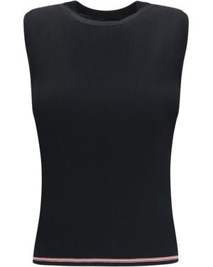 Thom Browne Rwb Merino Wool Top Ovis Aries Sweater - Black