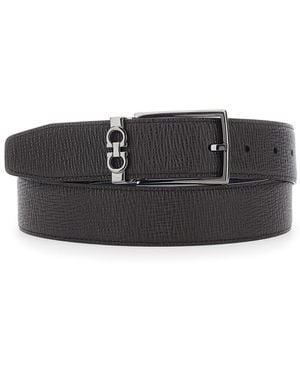 Ferragamo Reversible Belt Grained Leather Calf - Black