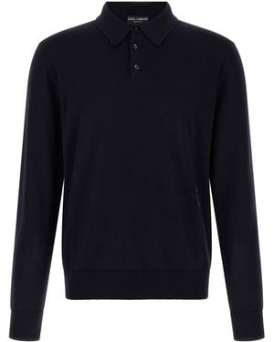 Dolce & Gabbana Dolce & Gabbana Virgin Wool Polo Shirt - Blue