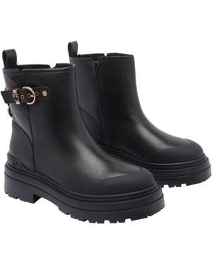 Pinko Boots Calf Leather/Rubber Sole - Black