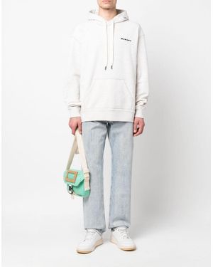Isabel Marant Marcello Logo Embroidered Hoodie - White