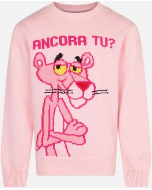 MC2 Saint Barth Girl Crewneck Jumper With Panther Ancora Tu? Print - Pink