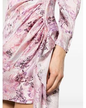 IRO Floral Print Silk Short Dress - Pink