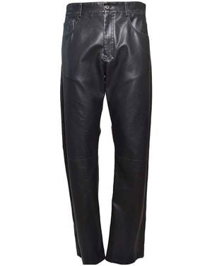 MSGM Leather Straight-Leg Pants - Gray