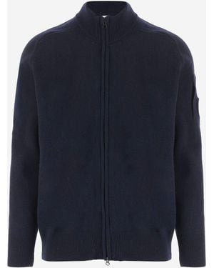 C.P. Company Knit Zip Jumper Wool-Blend - Blue