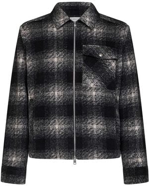 Moncler Check Wool-Blend Jersey Zip-Up Overshirt - Black