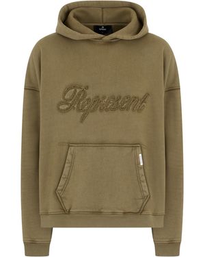 Represent Hooded Sweatshirt Cotton Sweaters - Green