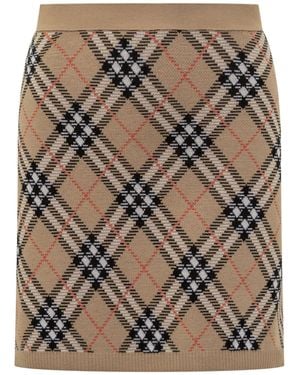ミニスカート Burberry FW25 Embroidered wool skirt (8113042 C3142) Burberry check-pattern Wool Skirt | Green | FARFETCH