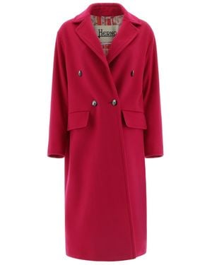 Herno Fuchsia Luxury Wool Coat Cream,Fuchsia Rings - Red
