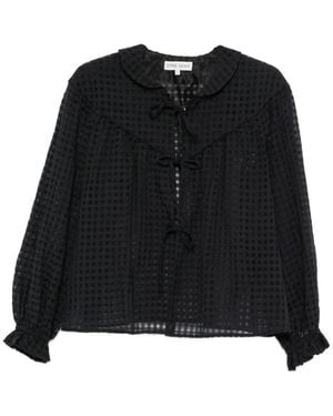 Stine Goya Gingham Tie-Fastening Blouse - Black