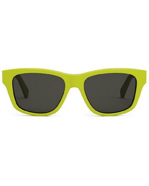 Celine Sunglasses Square Full Rim, Neon Frame And Smoke Lens Cl40249U39A - Yellow