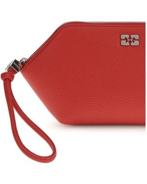 Ganni Makeup Pouch Bou Recycled Leather Wallets & Purses - Red