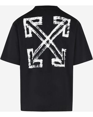 Off-White c/o Virgil Abloh Cotton T-Shirt Motion Arrow Skate T-Shirts - Black