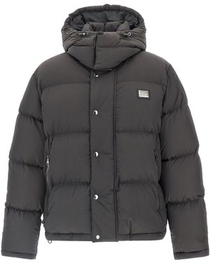 Dolce & Gabbana Logo Patch Down Jacket - Gray