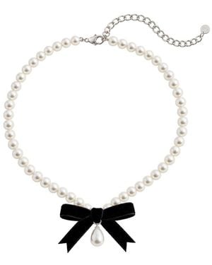 Self-Portrait Self-Portrait Pearl And Bow Necklace - White