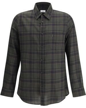 Saint Laurent Checked Shirt - Grey
