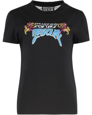 Versace Jeans Couture Sequin Logo T-Shirt Main: Cotton T-Shirts & Jerseys - Black