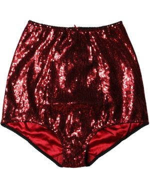 Dolce & Gabbana Red Sequin Embellished High Waist Girdle Underwear