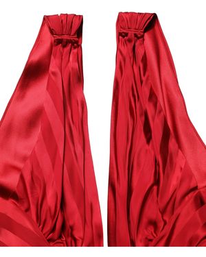 Dolce & Gabbana Plunging Halterneck Draped Jumpsuit Dress Viscose - Red
