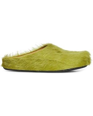 Marni Lime Long Hair Calfskin Fussbett Sabot - Green