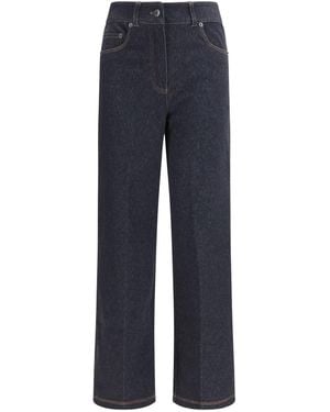 Max Mara Pure Ribes Trousers Cotton; Polyester; Elastane - Blue