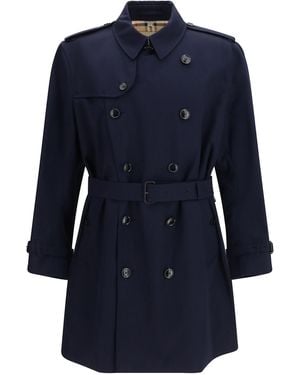 Burberry Double-Breasted Belted Trench Coat - Blue