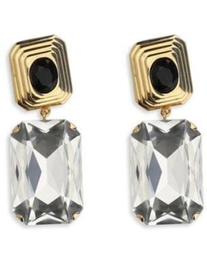 Alessandra Rich Gold Glass Earrings - White