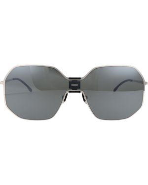 Mykita Mmecho003 351 Mh22 Pitch Shiny Flash Shield Metal Sunglasses - Grey