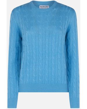 MC2 Saint Barth Sorbonne Dusty Cable Knit Cashmere Blend Jumper - Blue
