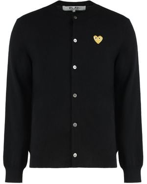 COMME DES GARÇONS PLAY Wool Cardigan With Logo Detail Cardigans - Black