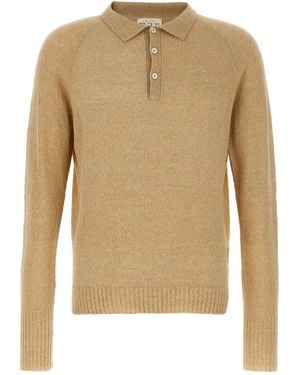 Ma'ry'ya Bouclé Cotton Polo Shirt - Natural