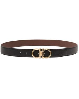 Ferragamo Reversibile Ad + Calf Belt - Black