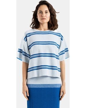 Bielo Double-Face Pile Striped Reversible T-Shirt T-Shirts And Polos - Blue